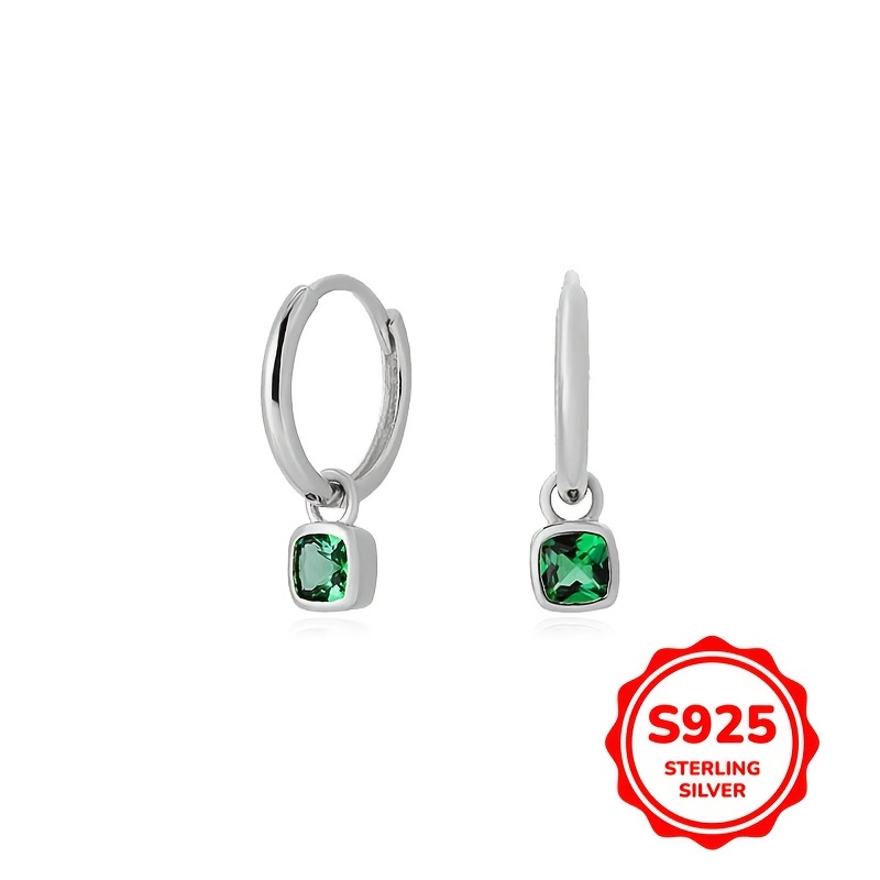 Women's Vintage Green Square Synthetic Zirconia Drop Earrings